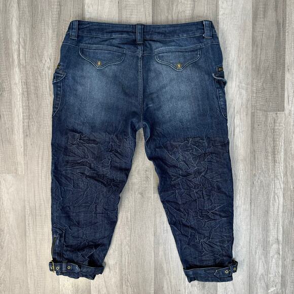 Baby Phat Mid Rise Stacked Zipper Ankle Capris Blue Y2k Size 13 - Picture 2 of 7